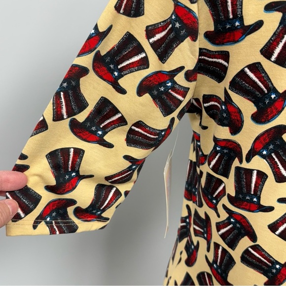 NWT LuLaRoe Julia Dress L Patriotic Uncle Sam Hat July 4th Holiday Americana - Picture 6 of 9